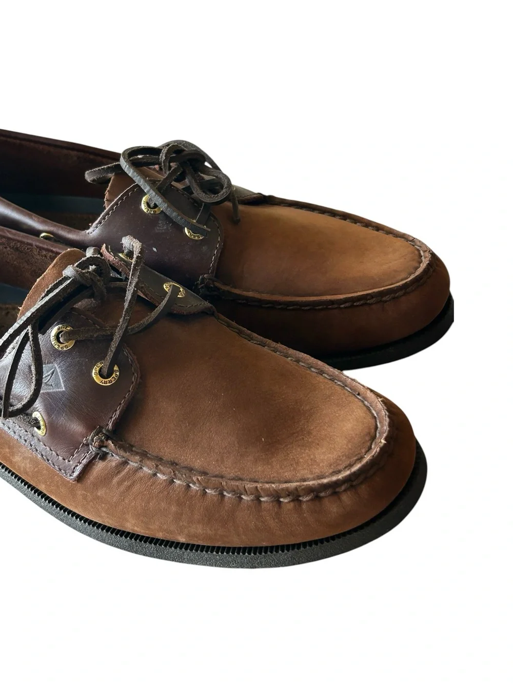SPERRY AO 2 EYE Men's Brown Two-Tone Leather Boat Shoes NEW